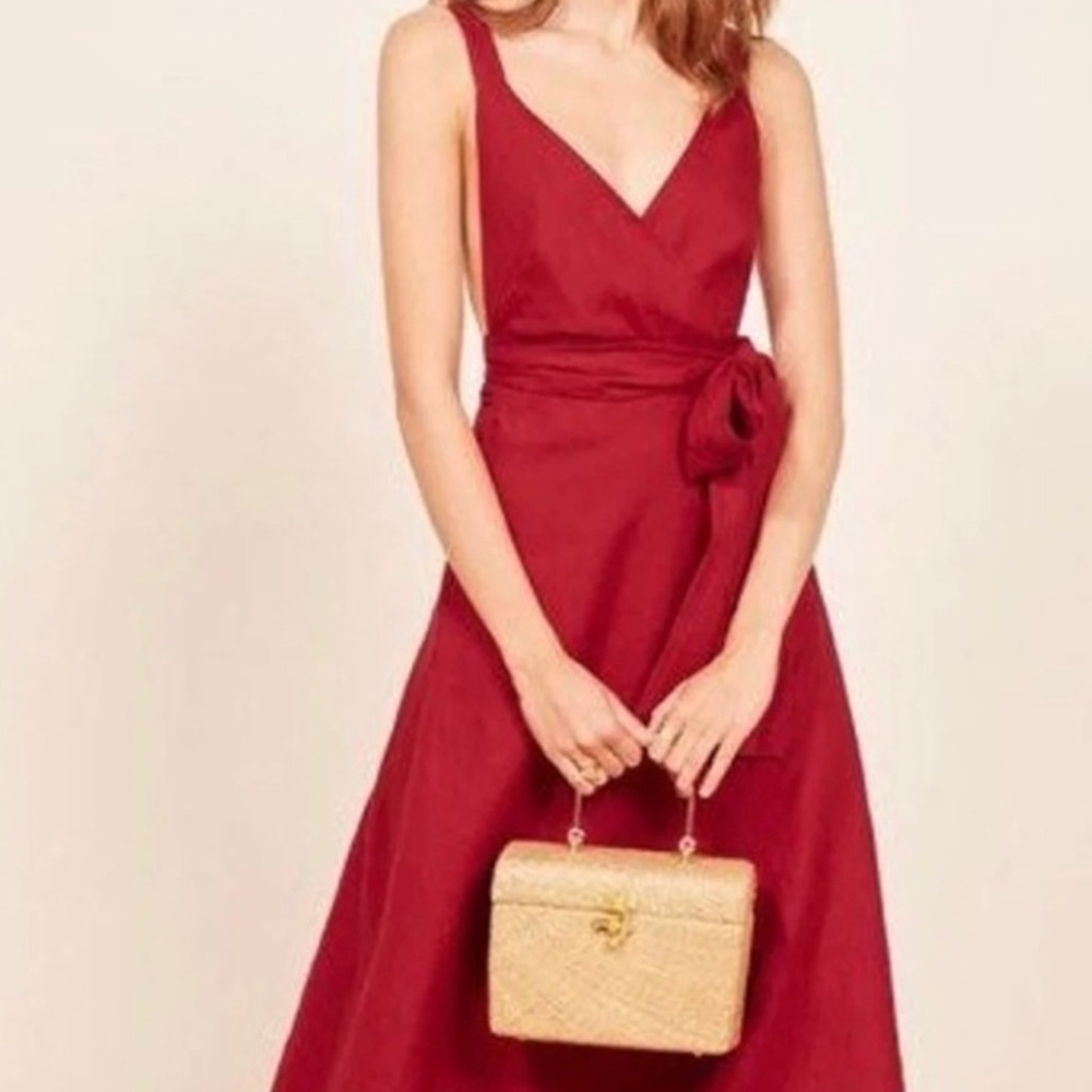 Reformation Vibrant Red Backless Dress